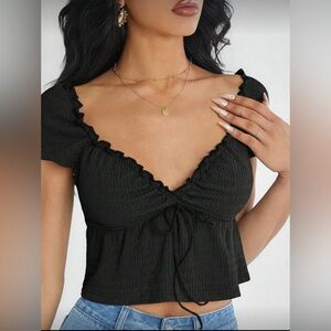 Elegant Black Ruffle Top